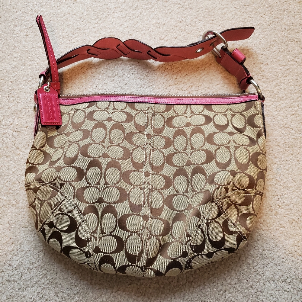 Coach purse with fushia braided handle